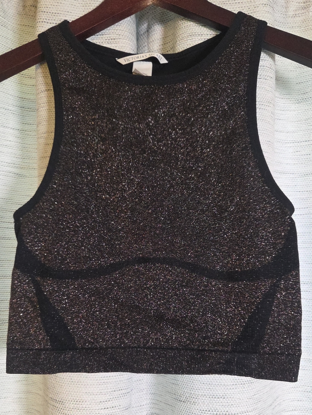 Victoria's Secret Black Metallic Cropped Tank